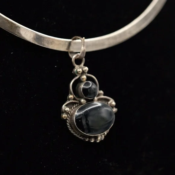 Goth Gorgeous Black Onyx sterling silver Pendant NWT - Picture 10 of 10